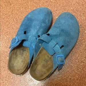 Blue Suede Birkenstock Clogs